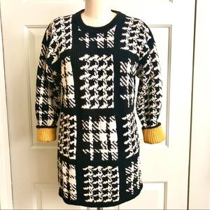 VTG ‘90s Adrienne Vittadini Sport Houndstooth Design Ramie Cotton Sweater Sz S